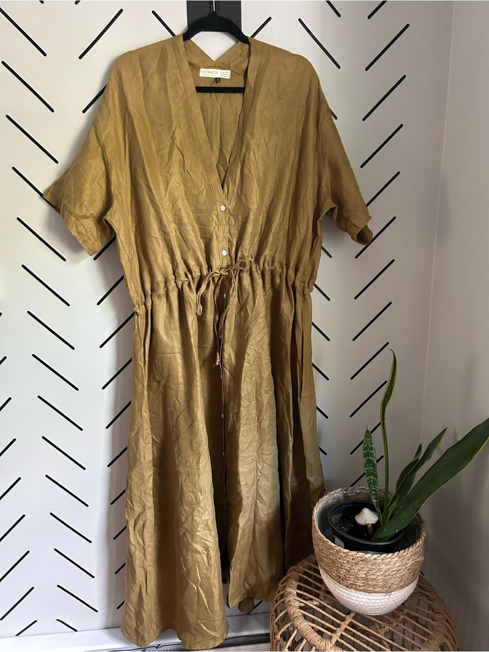 Hackwith design house button up v neck tunic maxi dress flowy summer